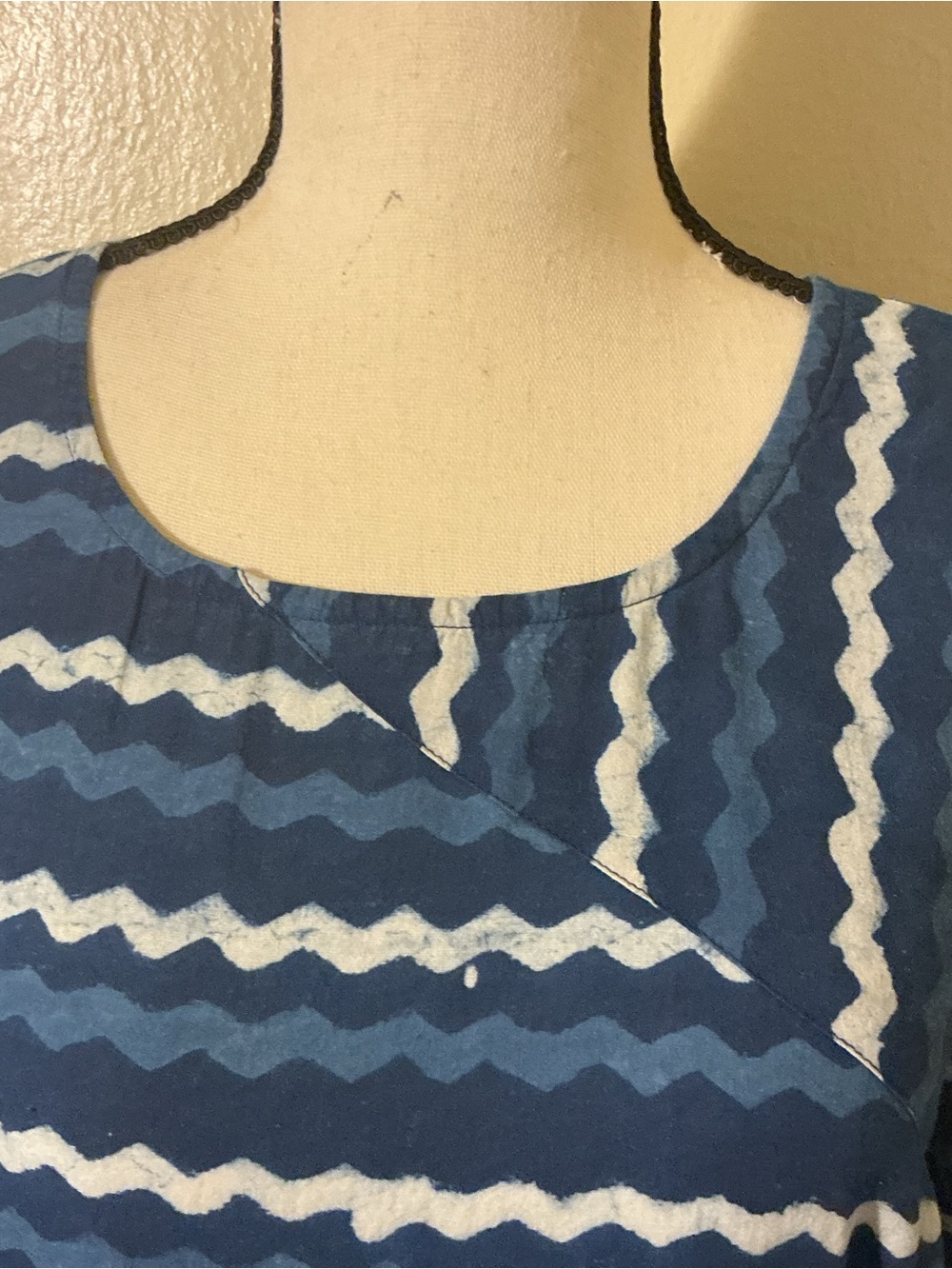 Indophilia Blue White Cotton Midi Dress Size 47 Approx 2X 18W - Picture 6 of 10